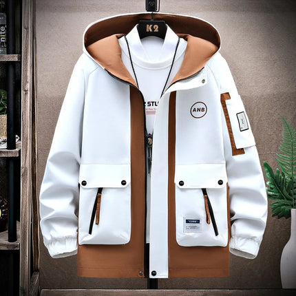 Windbreaker Regular Zipper Jacket 2023 Spring Men's Hooded Trend Printed Jacket Hip Hop Top Men's Low Price