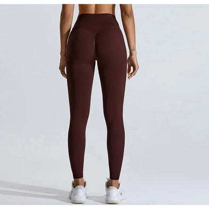 Seamless Women Solid Color High Waist Yoga Pants Sexy Hip-lifting Tight Sports Pants Women Push Up Fitness Workout Yoga Leggings PlatiNum