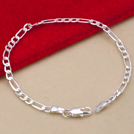 Nobile nuovo arriva 925 sterling silver 4MM catena per uomo donna braccialetto collana set di gioielli signora regali di Natale charms matrimonio platinumshop