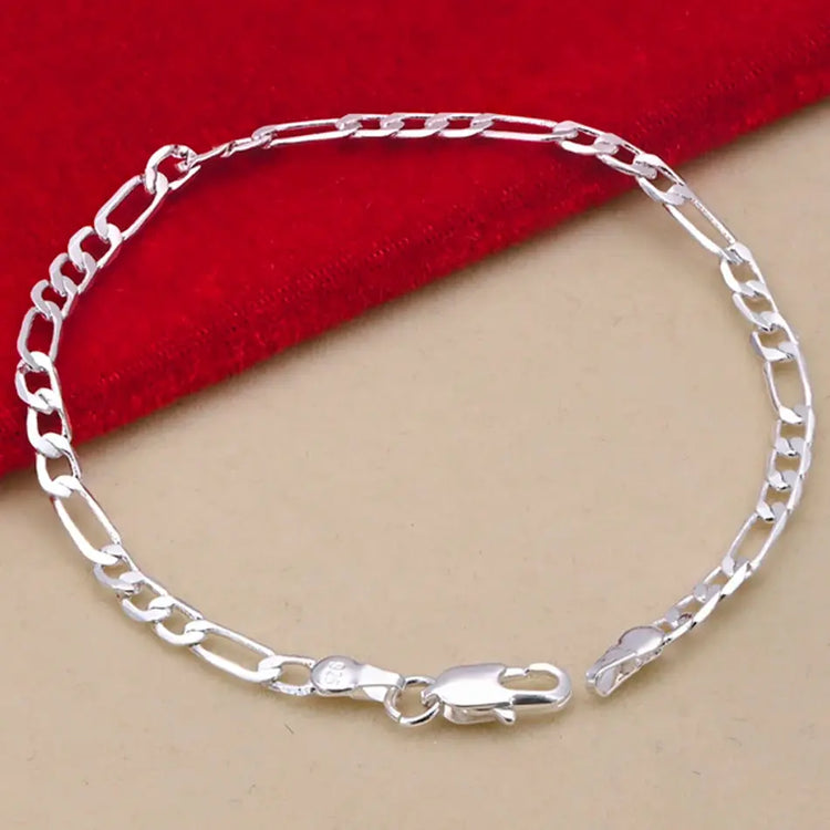 Nobile nuovo arriva 925 sterling silver 4MM catena per uomo donna braccialetto collana set di gioielli signora regali di Natale charms matrimonio platinumshop