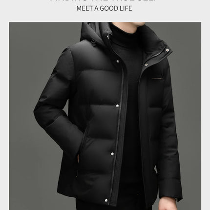 Real 85% Goose Down Jacket Men 2025 Winter Warm Puffer Coat Luxury Hood Thermal Outdoor Jacket Goose Down Parkas Zipper Clothes