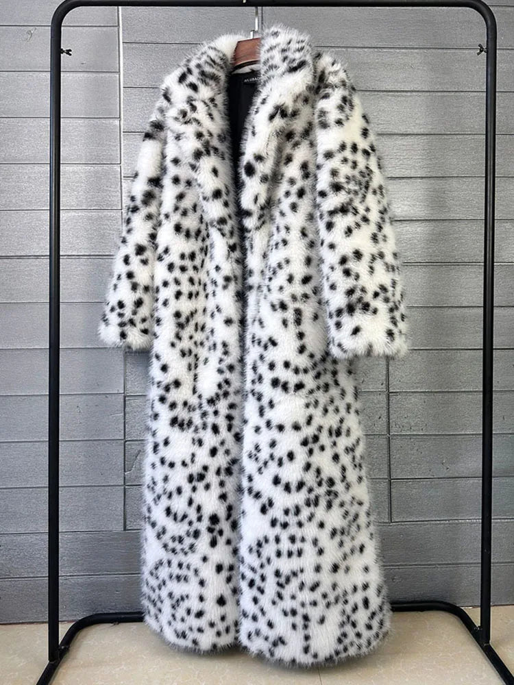 ZADORIN 130cm Long Fluffy Woman Leopard Faux Fur Coat Y2K Clothes Luxury Warm Faux Fur Jackets Winter Coats For Woman Outerwears