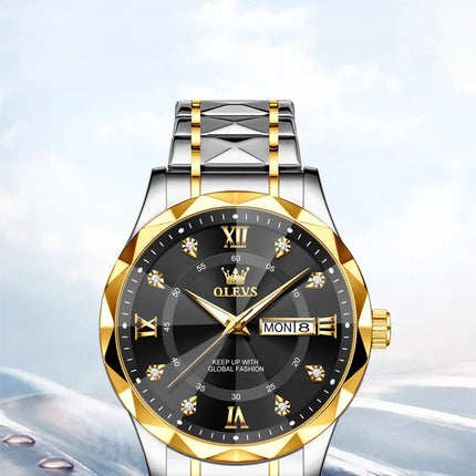 OLEVS Orologio da uomo al quarzo originale Orologio da uomo di lusso con calendario aziendale alla moda in acciaio inossidabile Orologio da specchio a forma impermeabile platinumshop