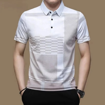Polo con giunture geometriche con stampa 3D per uomo T-shirt con motivo colorato Summer Street Casual manica corta Top larghi T-shirt con risvolto