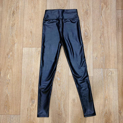 BIVIGAOS Fashion Women PU Leather Pants Elastic High Waist Winter Leggings Slim Velvet Leather Leggings Skinny Fleece Trousers PlatiNum