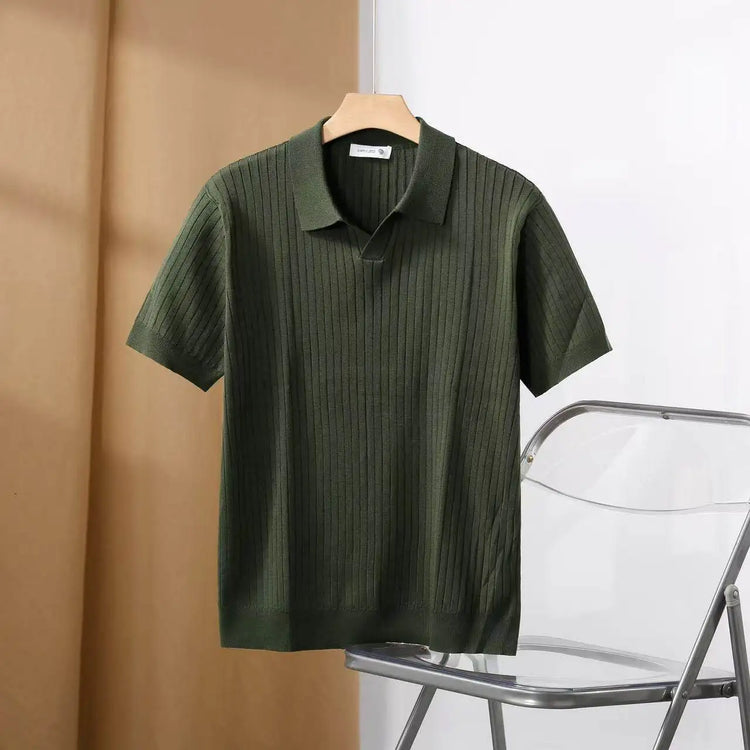 Polo da uomo slim fit tinta unita elasticizzata maglietta con colletto sexy moda trendy cotone casual top abiti estivi comodi elastici