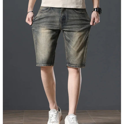 2025 Estate Marca Stretch Sottile Bermuda Masculina Cotone Denim Jeans Jorts Uomo Al Ginocchio Morbido Ropa Hombre Pantaloncini