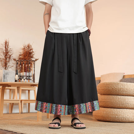 Pantaloni a gamba larga Samurai giapponese Pantaloncini estivi leggeri Patchwork Pantaloni larghi casual Pantaloni traspiranti alla moda alla moda da uomo