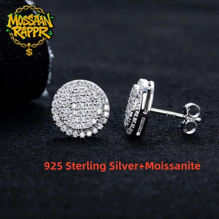 MossanRappr 0.9cttw Moissanite Bling Orecchini rotondi in argento sterling 925 Moda Gioielli Hip Hop Regali per donne e uomini platinumshop
