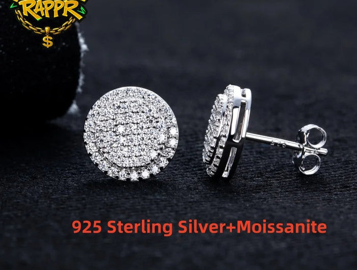 MossanRappr 0.9cttw Moissanite Bling Orecchini rotondi in argento sterling 925 Moda Gioielli Hip Hop Regali per donne e uomini platinumshop