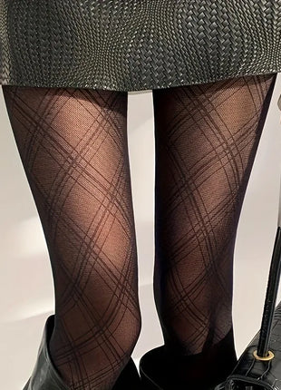 Collant semitrasparenti alla moda Hot Thin Stretch Fit Dimagrante Collant sexy Classico modello diamante Calze da donna Calze