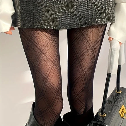 Collant semitrasparenti alla moda Hot Thin Stretch Fit Dimagrante Collant sexy Classico modello diamante Calze da donna Calze
