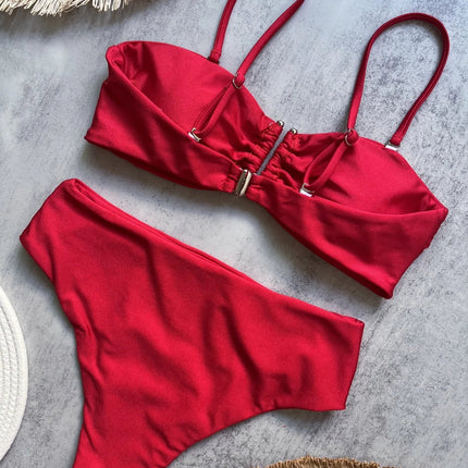 Bikini a Fascia Push-Up Donna 2024, Costume da Bagno Sexy Femminile, Set Bikini Brasiliano con Perizoma, Tinta Unita, Abbigliamento da Spiaggia platinumshop