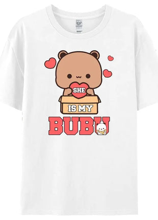 Bubu Dudu Felpa per coppia abbinata Simpatico regalo di anniversario Abbigliamento Uomo Donna Vita quotidiana Maglietta casual in cotone Coppia Orso Tee