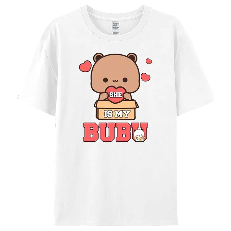 Bubu Dudu Felpa per coppia abbinata Simpatico regalo di anniversario Abbigliamento Uomo Donna Vita quotidiana Maglietta casual in cotone Coppia Orso Tee
