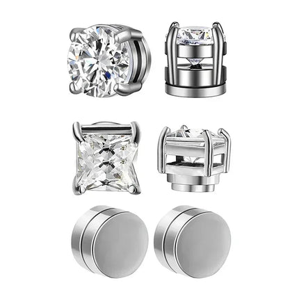 1/3 paia di orecchini magnetici per uomo e donna, magnete CZ nero, orecchino a clip non penetrante, orecchino a magnete rotondo senza piercing platinumshop