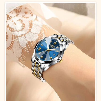 LIGE Orologio al Quarzo di Lusso per Donna, Elegante Bracciale Luminoso e Impermeabile, Regalo Ideale platinumshop