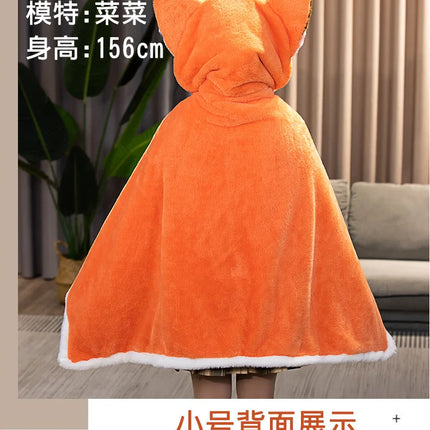 Anime Fox Cloak Fox Cape Cartoon Cloak Coral Fleece Keep Warm Air Blankets Cosplay Costumes Lovely Soft Birthday Valentine Gifts