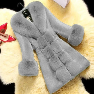 Winter 2025 Faux Fur Coat Women Thick Outwear Female Long Fake Fox Fur Thick Long Sleeve Jacket  Ladies Slim  Warm Faux Fur Coat