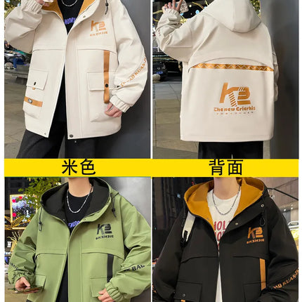 High Quality Men's Casual Hooded Jackets 2026 Spring Autumn Outdoor Coat Youth Streetwear Plus Size M-4XL Top Windproof Clothing