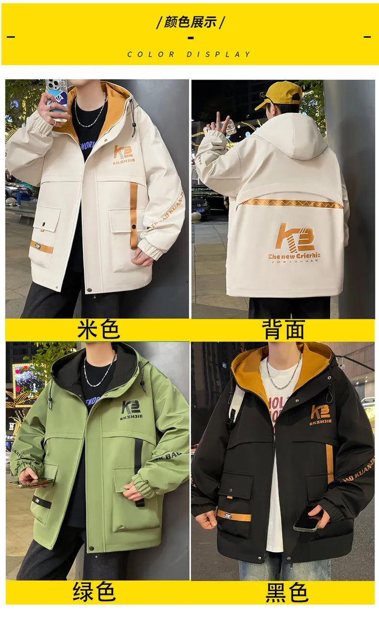 High Quality Men's Casual Hooded Jackets 2026 Spring Autumn Outdoor Coat Youth Streetwear Plus Size M-4XL Top Windproof Clothing