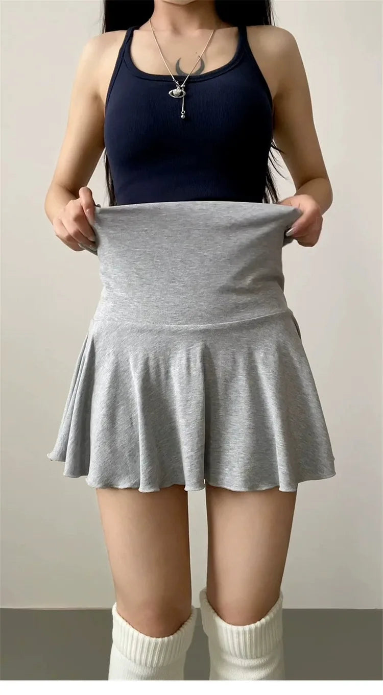 Minigonne Arricciate alla Moda con Vita Alta, Gonne Sportive Slim da Yoga per Donne, Abbigliamento Femminile Estivo Y2K Casual Anti-Esposizione