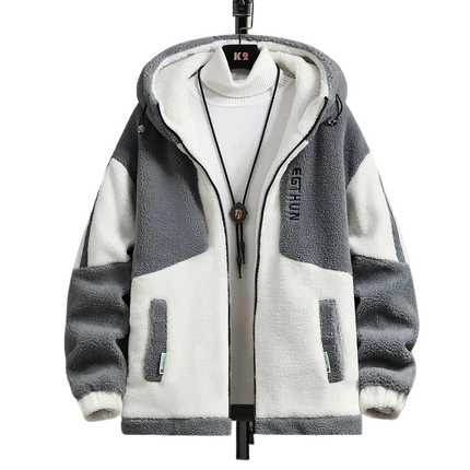 Men's Outdoor Casual Hooded Jacket Men's Autumn and Winter Fashionable Warm and Cold Resistant Full Zipper Loose Jacket Jacket