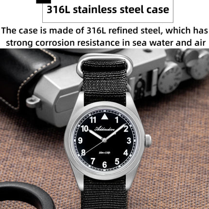 ADDIESDIVE 36mm Men's Analog Watch Bubble Mirror Glass 100m Waterproof Luminous Watch Simple Men Quartz Watches with Nylon Strap