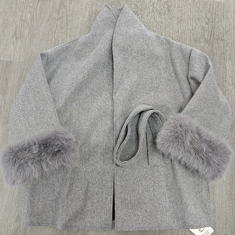 Korean Fashion Women Spring Thin Faux Fur Loose Coat Belt Vintage Jackets Clothes Casual Streetwear Korean Fashion Overcoats
