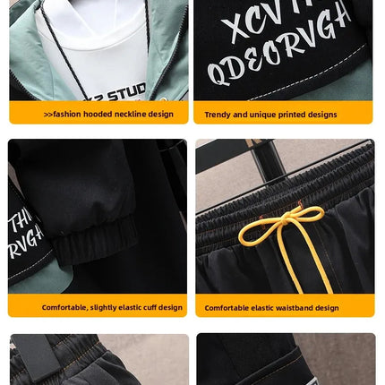 Spring Casual Men Sets Two Pieces Fashion Korean Trend Hooded Jacket + Pants Autumn Baseball Uniform Suit Man Outfit