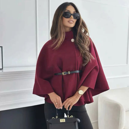Belt Poncho Capes Women Black Cloaks Winter Coats Woman 2025 Bat Sleeve Cape Coats for Women Fashion Women's Cape Jacket