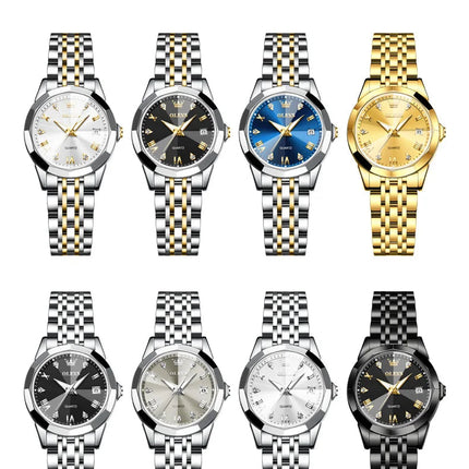 OLEVS 9931 Elegante Orologio da Donna di Lusso, Marca Originale, Movimento al Quarzo, Impermeabile, in Acciaio Inossidabile, Luminoso con Data platinumshop