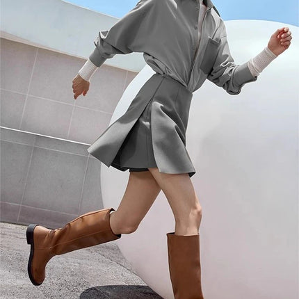 Gonne casual semplici da donna, stile coreano, a vita alta, per l'ufficio, da pendolare, a trapezio, tinta unita, abbinabili a tutto, gonne femminili