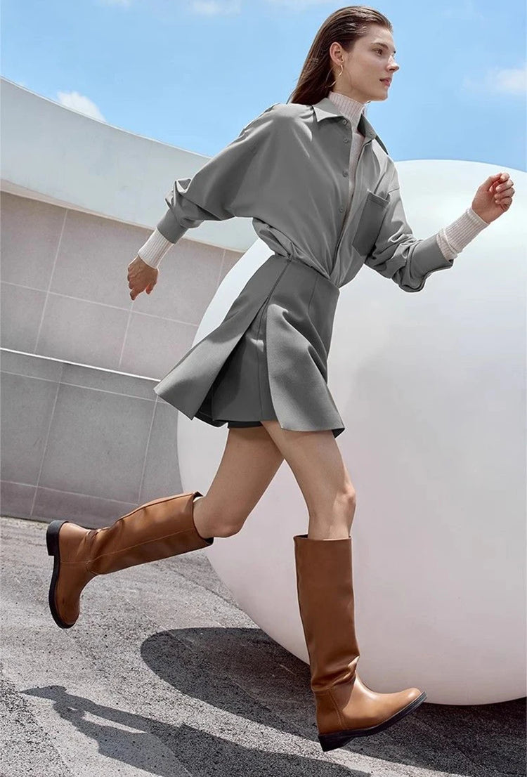 Gonne casual semplici da donna, stile coreano, a vita alta, per l'ufficio, da pendolare, a trapezio, tinta unita, abbinabili a tutto, gonne femminili