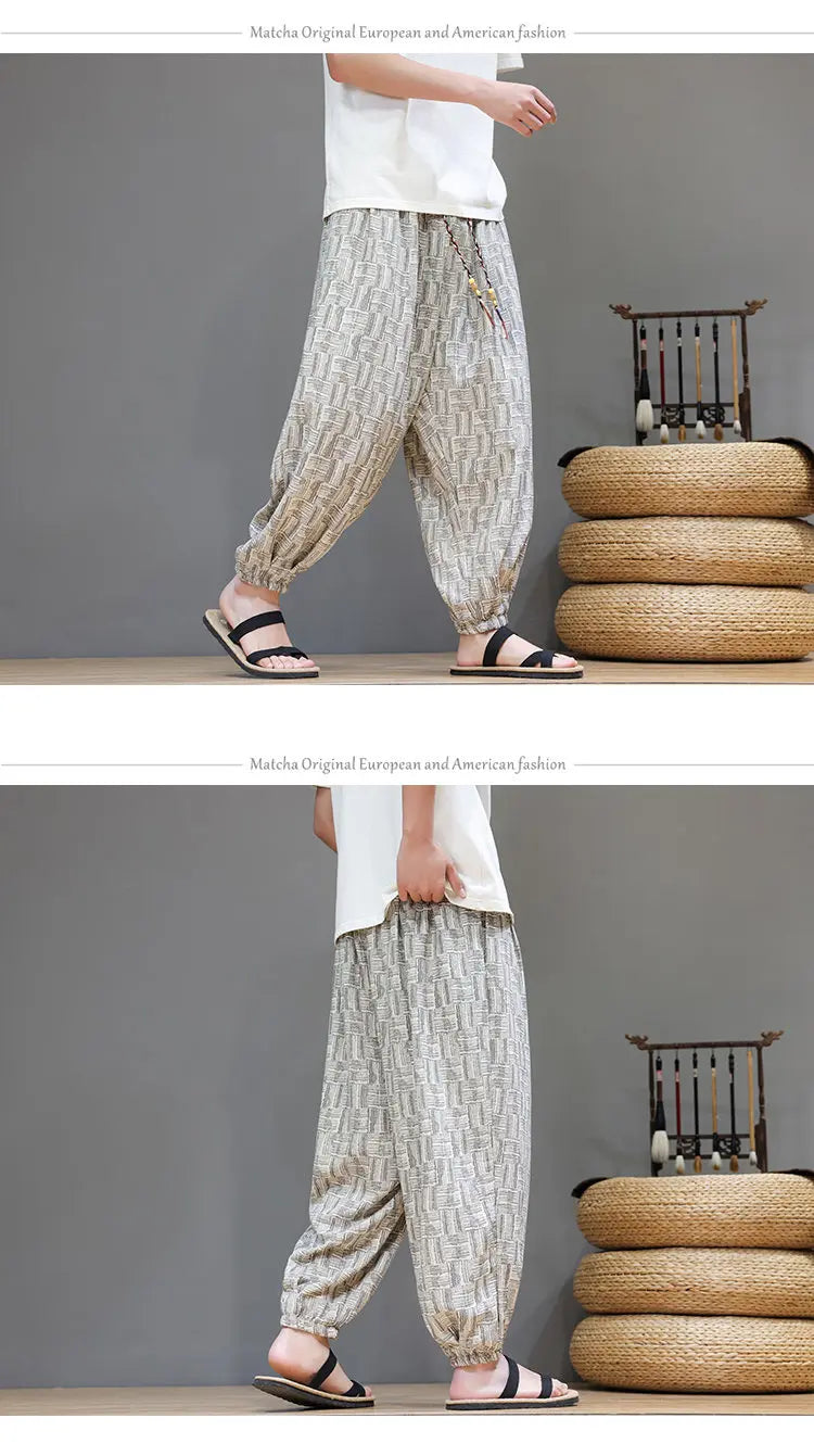 Pantaloni a Gamba Larga Stile Cinese in Corduroy, Pantaloni Lantern da Uomo, Comodi e Traspiranti per Autunno e Inverno, Jogger Casual