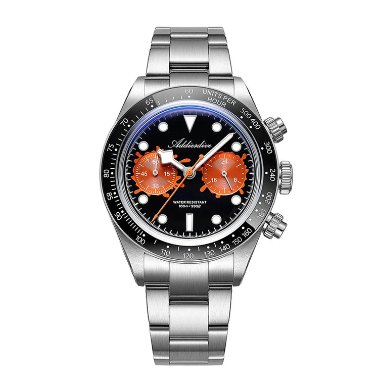 ADDIESDIVE VK64 Watches Men New Quartz Wristwatch Luxury Ceramic Bezel Chronograph BGW9 Luminous Diving 100m Waterproof AD2520