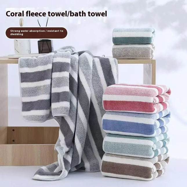 Coral fleece towels Thick bath towel Strong water absorption Quick-drying Non-shedding Durable Suitable for families Beaches
