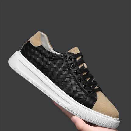 Sneakers Premium Breathable Woven Black Casual Shoes for Men Lightweight Comfortable Daily Walking Outdoor Footwear