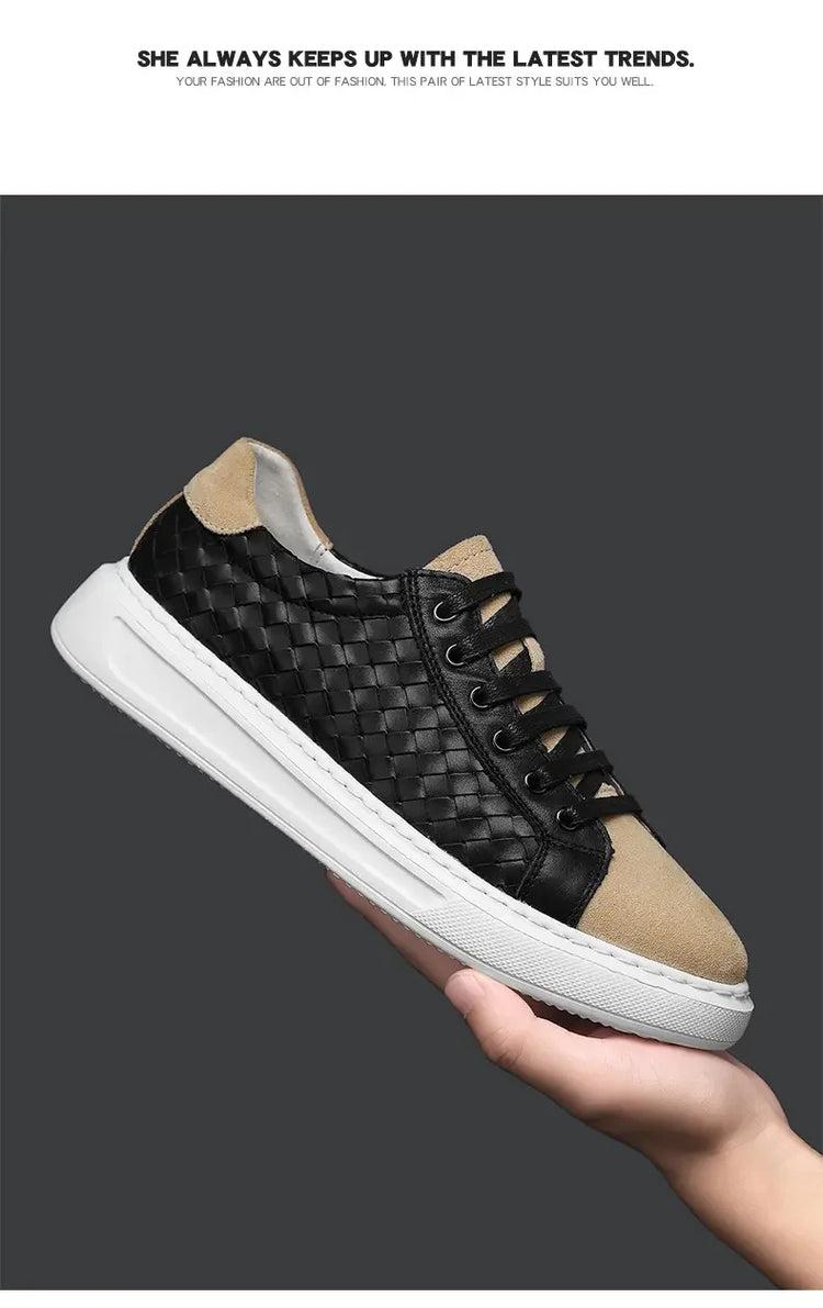 Sneakers Premium Breathable Woven Black Casual Shoes for Men Lightweight Comfortable Daily Walking Outdoor Footwear