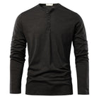 Henery Neck  Long Sleeve T shirt For Men Solid Spring Casual Mens T-shirts High Quality Male Tops Classic Clothes Men's T-shirts PlatiNum