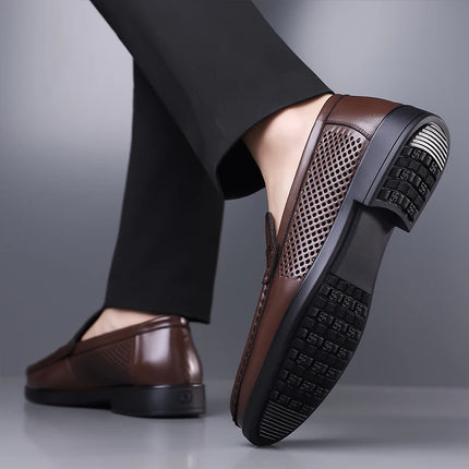 Mocassini in Pelle da Uomo Estate 2026, Scarpe Casual Slip-on Traspiranti, Comode per Camminare e per l'Ufficio