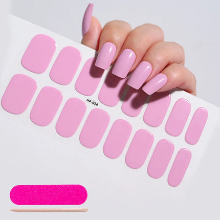 Semi Cured Wraps Fast Gel Nail Sticker Soild Nail Gel Wraps Adhesive Full Cover Gel Nail Decal UV Lamp Cured Manicure Decoration2028