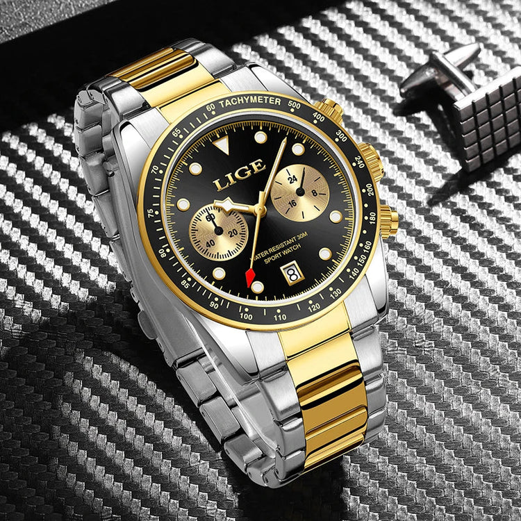 LIGE Nuovi orologi da uomo Orologi da polso al quarzo da uomo di lusso delle migliori marche Cronografo sportivo impermeabile e luminoso Relogio Masculino+BOX platinumshop