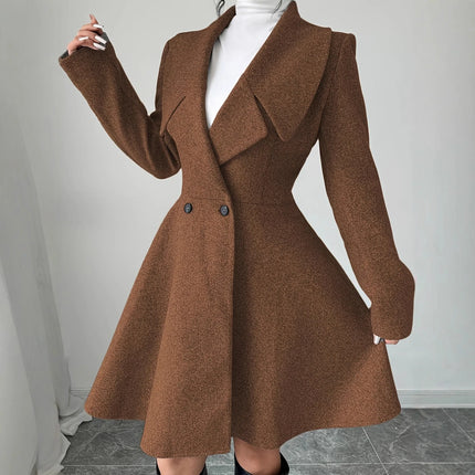 Women Woolen Coats Long Sleeve Turn-down Collar Jackets Ladies Autumn Winter Outerwear Coat