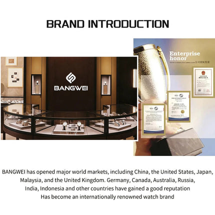 BANGWEI Orologio da donna Orologio di moda classico elegante di lussoBusiness Casual Data Orologi da donna al quarzo luminoso impermeabile in acciaio inossidabile platinumshop