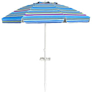 Ombrellone da spiaggia da 200 cm, con portabevande, ombrellone da giardino, antivento, UPF 50+, 30 °   Protezione solare pieghevole con punta a terra