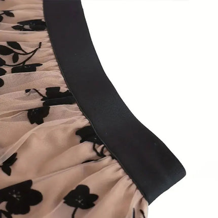 Minigonna a pieghe in rete rosa sexy Fairyshely da donna, gonna corta a vita alta per club, stile Y2K gotico, gonna a trapezio floreale, collezione estate 2026