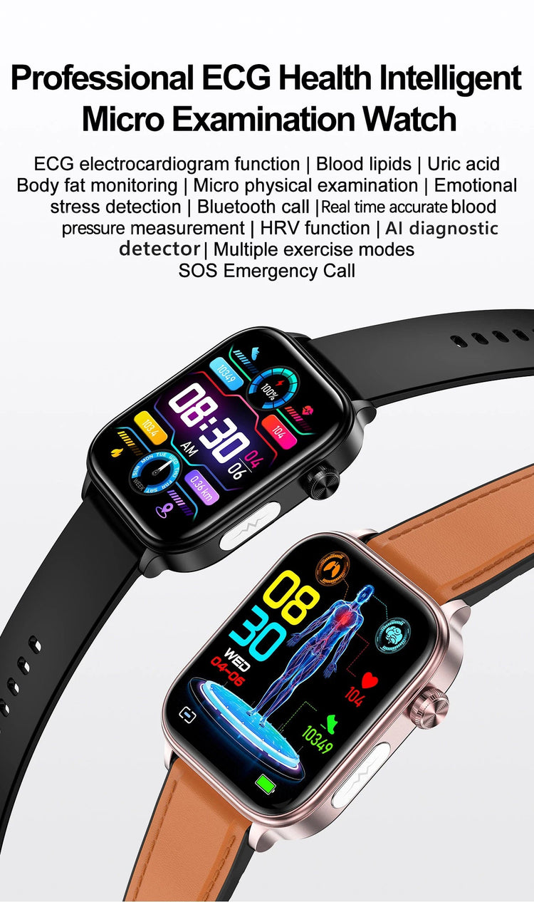 2025 Nuovo AI Diagnosi Lipidi nel sangue Acido urico Test di composizione corporea Smart Watch per uomo ECG + PPG Chiamata Bluetooth Salute Smartwatch platinumshop