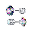 1 paio di orecchini a bottone con zirconi cubici in titanio puro con retro piatto 5A, adatti per donne e uomini, regalo di gioielli per orecchie sensibili platinumshop