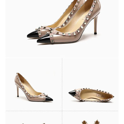 Tacchi Alti con Rivetti alla Moda 2026, Tacchi Alti Bicolore, Tacchi a Spillo da Donna, Scarpe Singole, Scarpe da Donna Sexy a Punta platinumshop